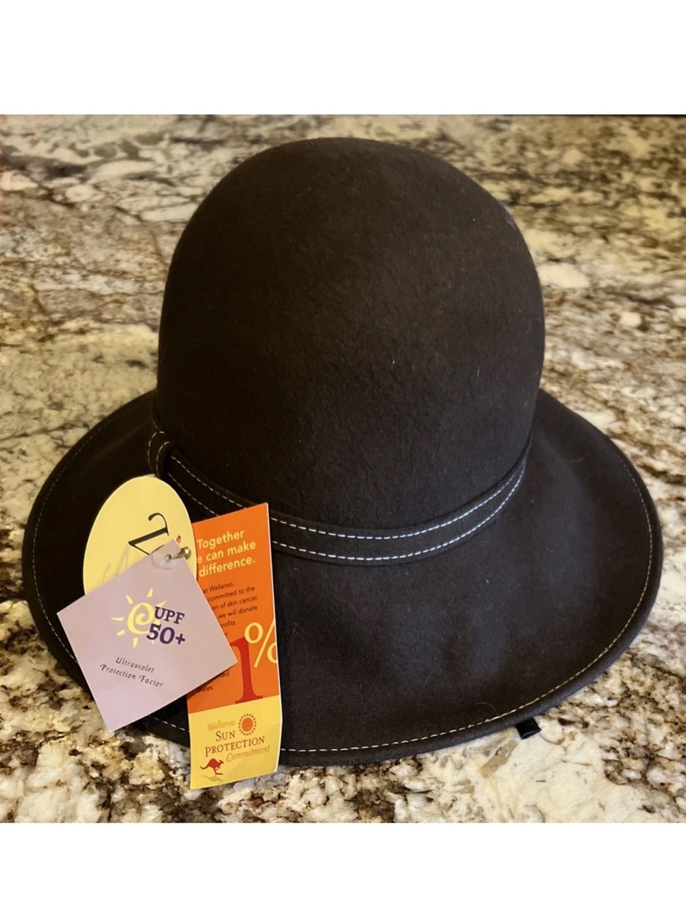 NEW Wallaroo Hats Hawthorne Wool Felt Sun Protection UPF 50+ Wide Brim Chocolate